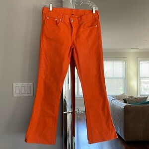 RALPH LAUREN BLACK LABEL RHINESTONE PONY ORANGE BOOT CUT JEANS, SZ 31, RARE!